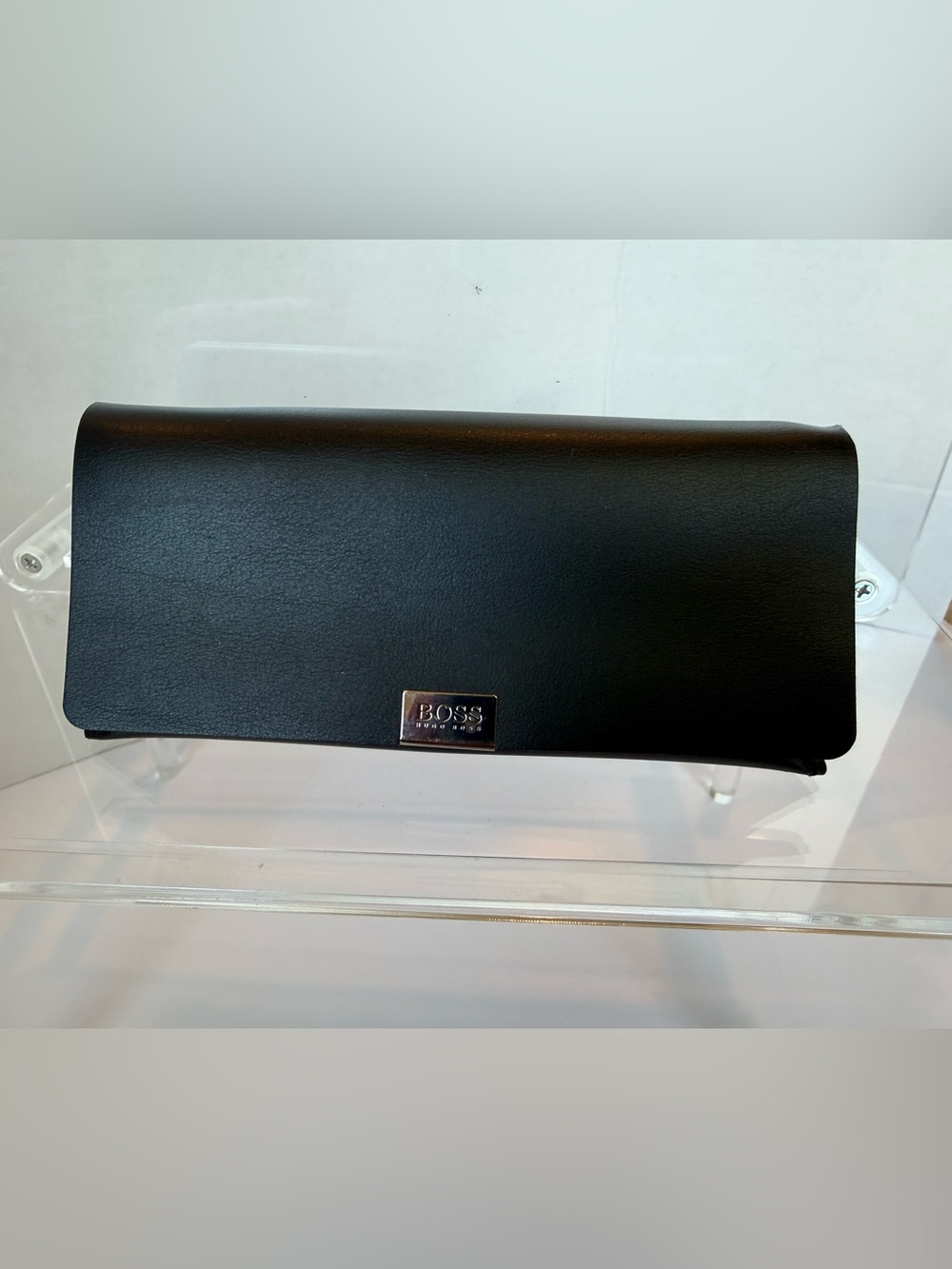 Hugo BOSS Black Leather  Glasses Case with Metal Logo